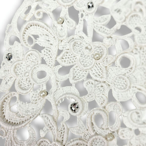 Teena Brown Lace Collar Detachable Vintage MCM Bead Embellished Victorian Style - Picture 4 of 6